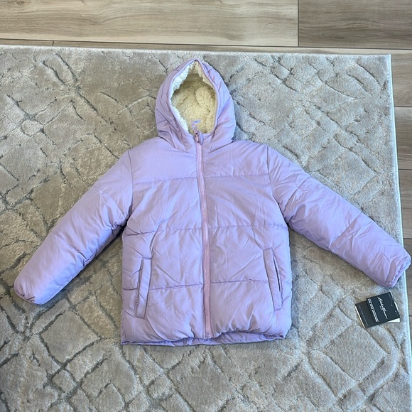 New Eddie Bauer girls jacket in size 6. Lilac purple.